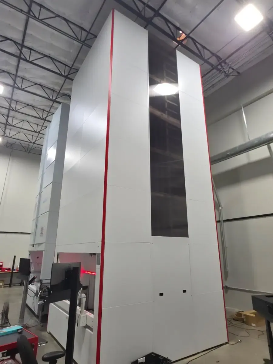 Side view of the vertical lift module showing its full height