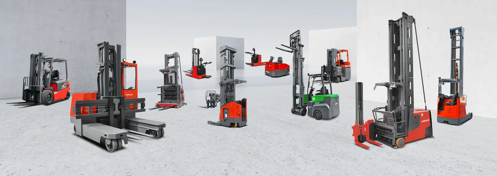 Forklift transporting a pallet load through a warehouse aisle